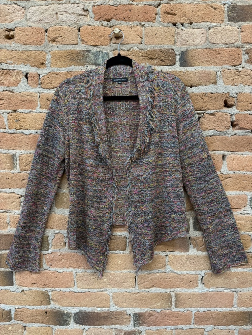 Barbara Who Multicolor Open-Front Women's Cardigan Sweater with Fringe/Glitter